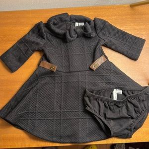 Janie and Jack Quilted Bow Dress with bloomer 6-12 months